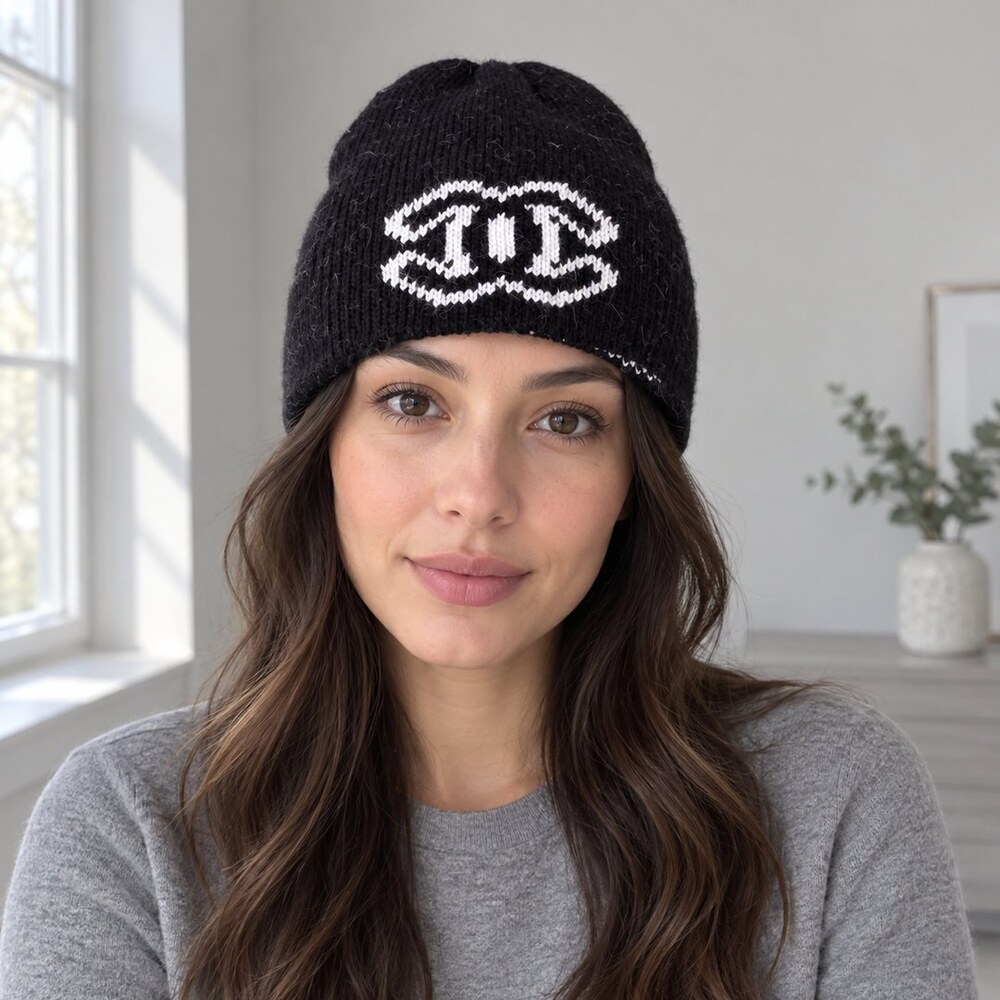 CHANEL Black CC Logo Knit Beanie - Picture 2 of 6